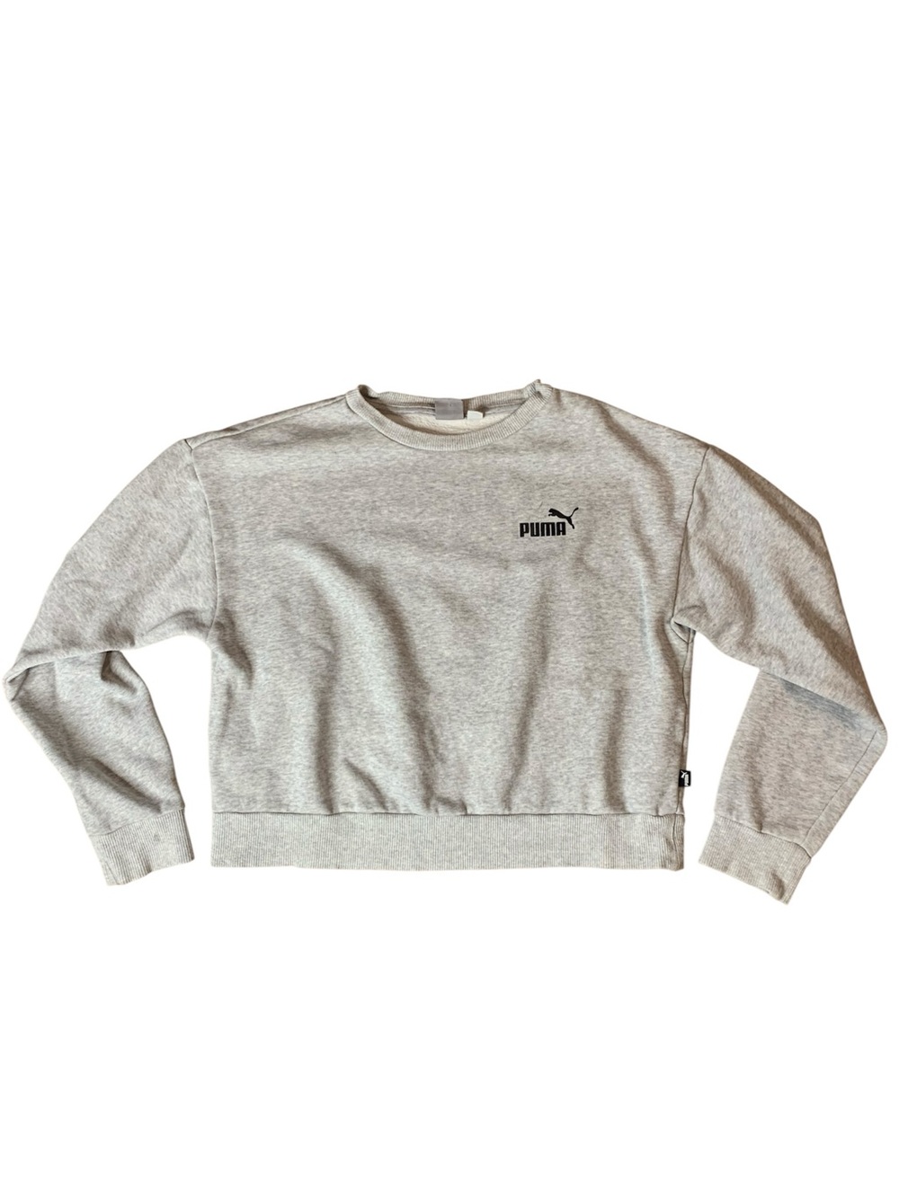Puma Women's Gray Crop Crewneck Sweatshirt Size XS Cotton Blend Pullover